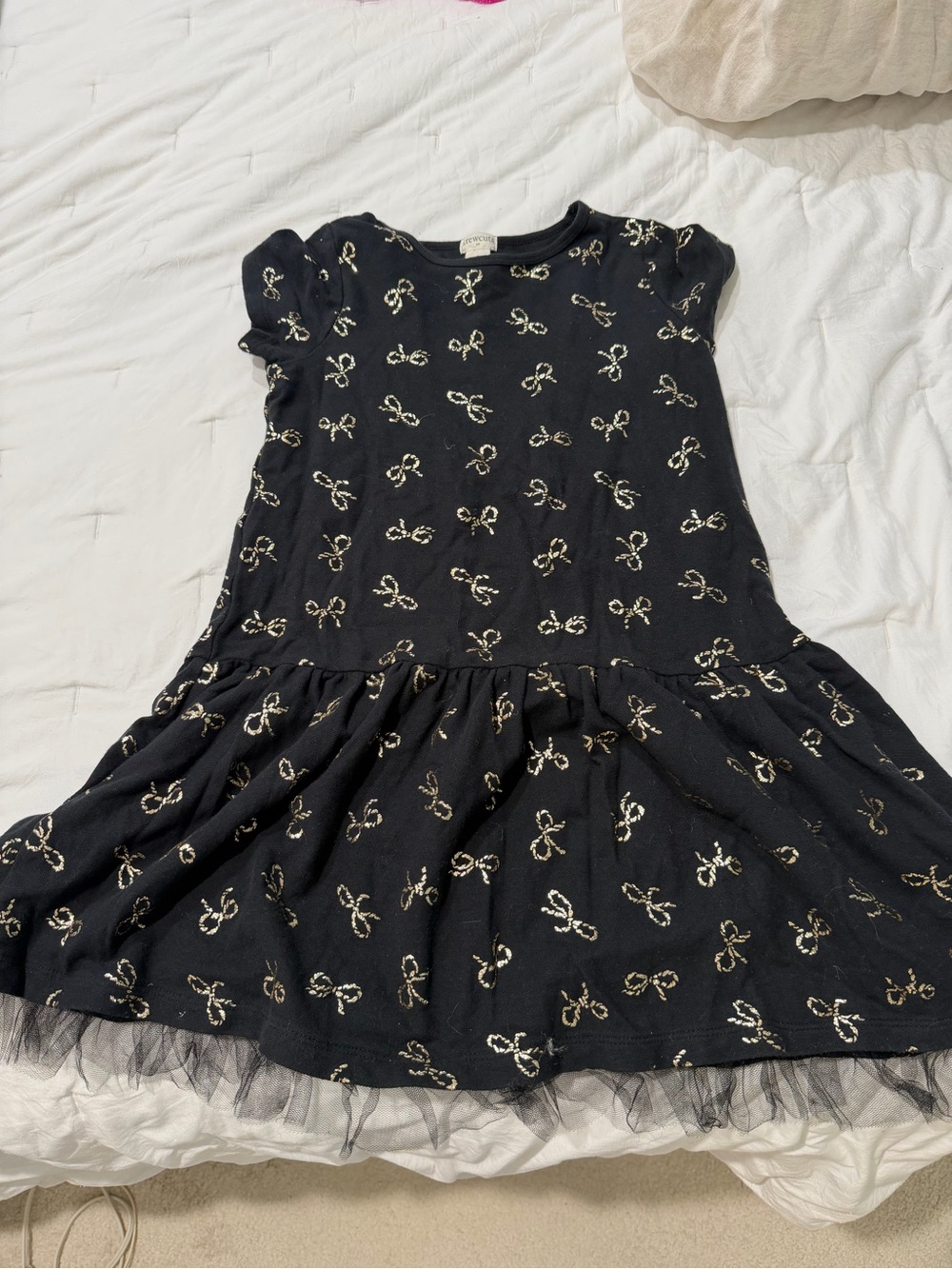 Crewcuts girls gold bow dress size 7